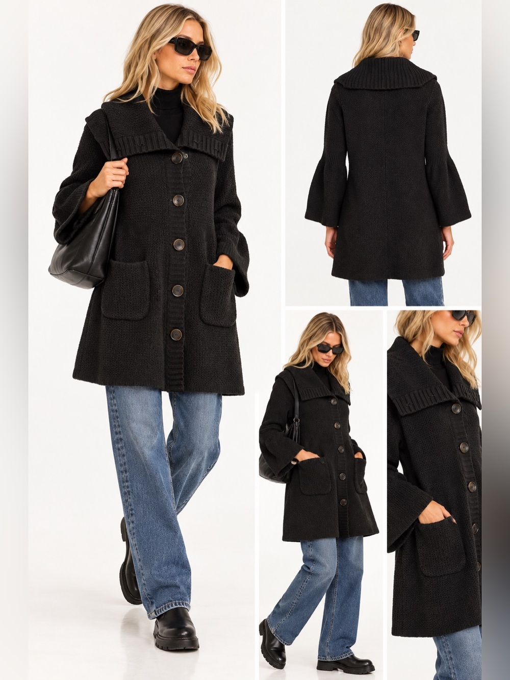 Marc Cain Knitted Cardigan Dress coat Style sweater wool nylon cashmere blend